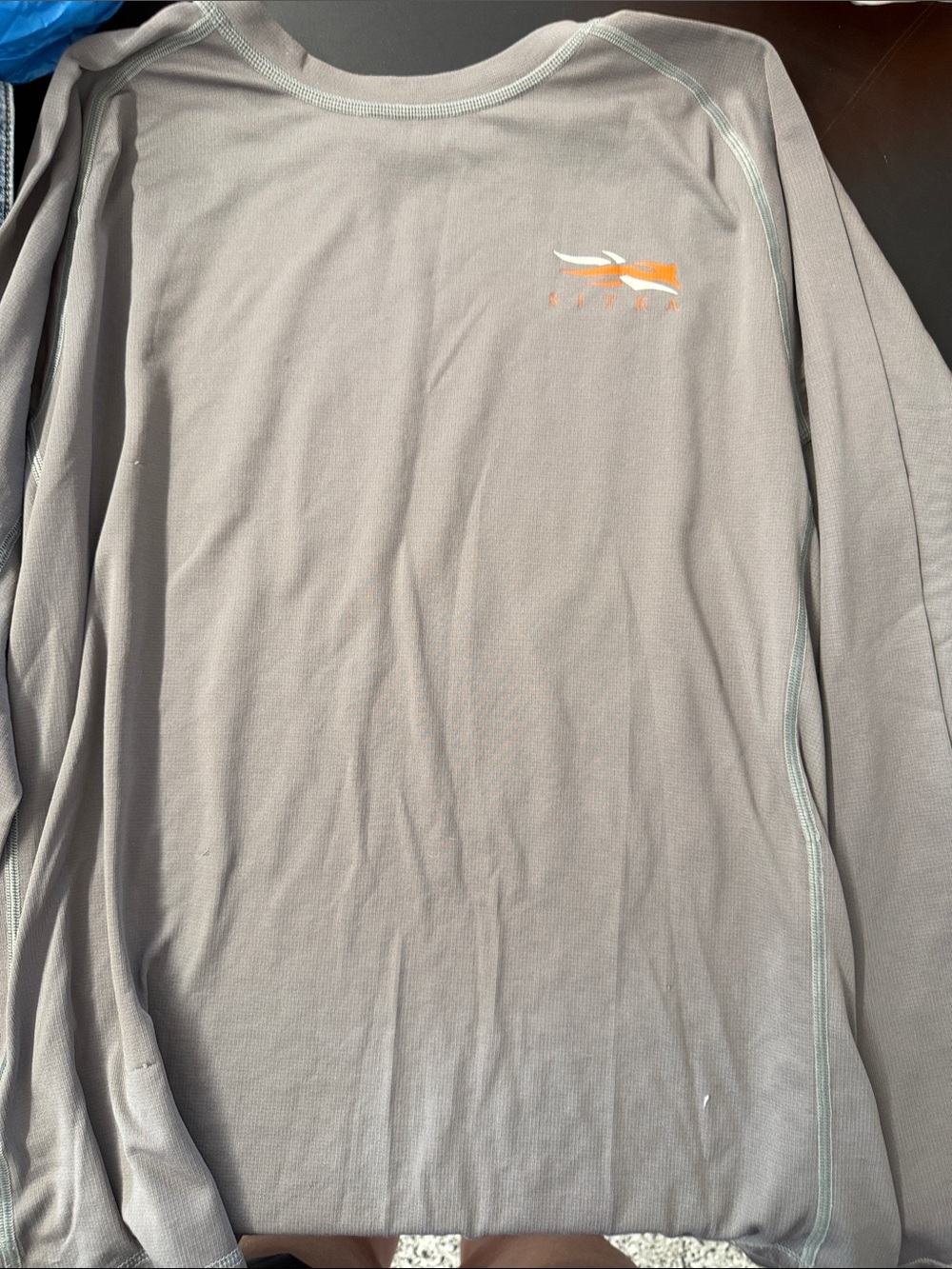 Men's Long-Sleeve Performance Shirt - Gray with Orange Logo